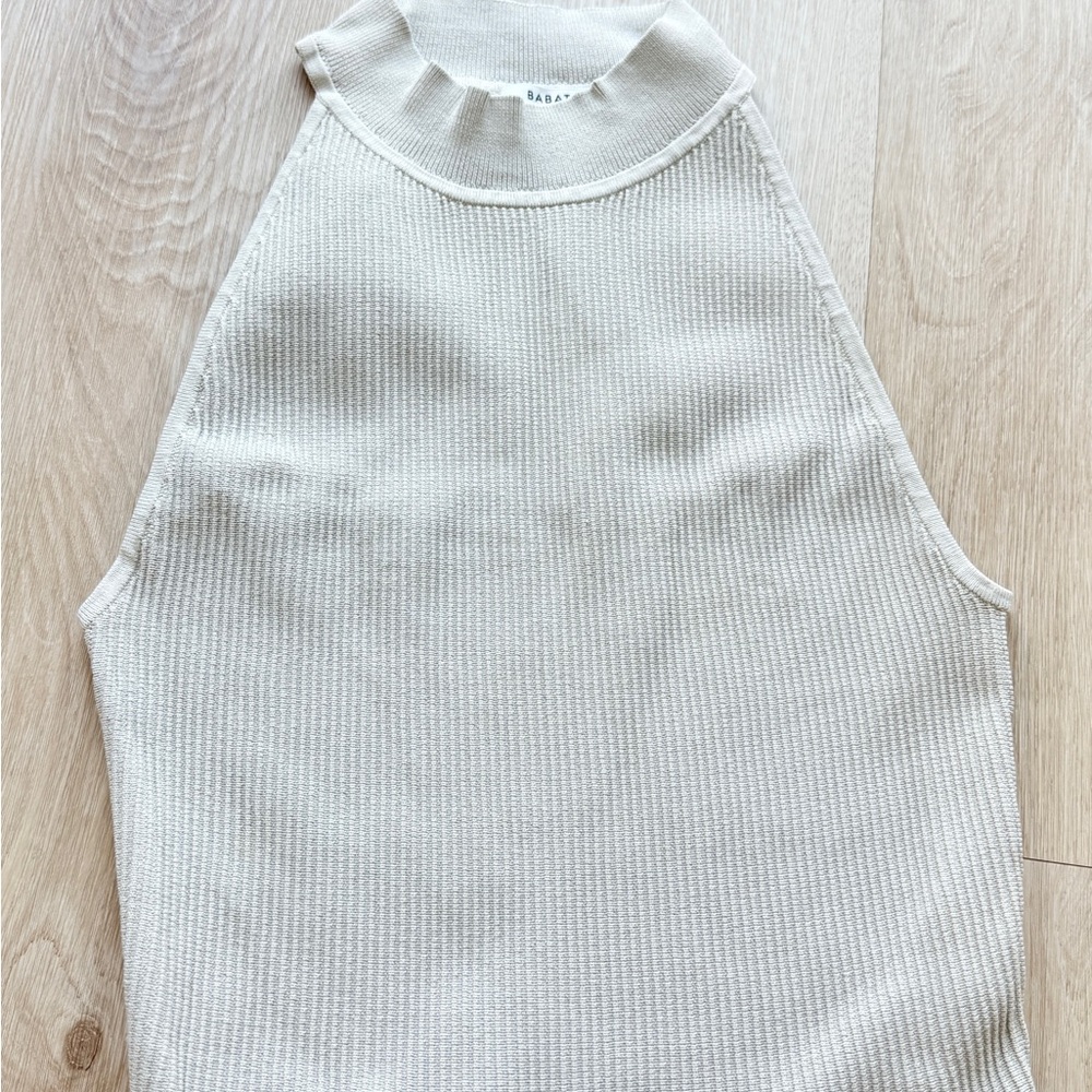 Babaton Cream Ribbed Tank Top
